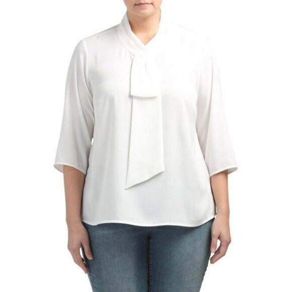 Tahari Arthur S Levine Ivory Front Drape Blouse Petite M NWT Career Office Top - Picture 1 of 8